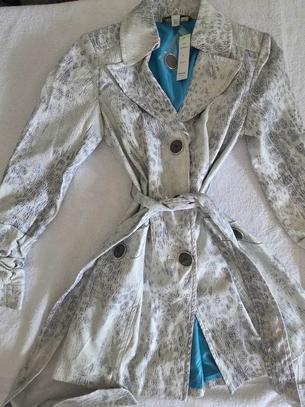 Boston Proper Muse Snake Print Belted Trench Jacket Coat NWT